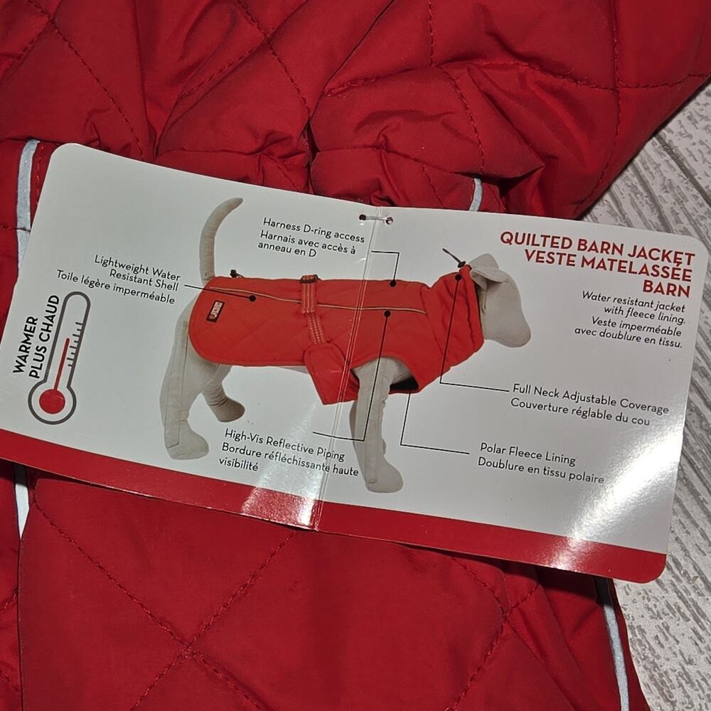 Kong Dog Outerwear Quilted Barn Red Jacket LARGE NWT Polar Fleece Lining - Picture 3 of 10